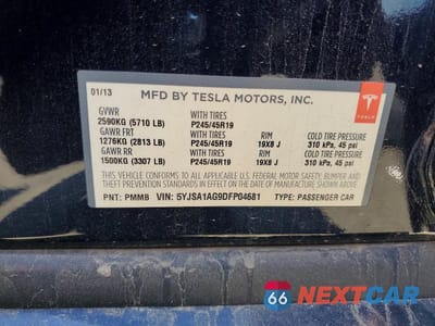 Zdjęcie 12 z 12 samochodu: 2013 TESLA MODEL S VIN:5YJSA1AG9DFP04681 - miniatura