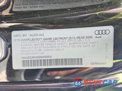 Zdjęcie 12 z 12 samochodu: 2016 AUDI A5 PREMIUM PLUS S-LINE VIN:WAUD2AFH3GN005654 - miniatura