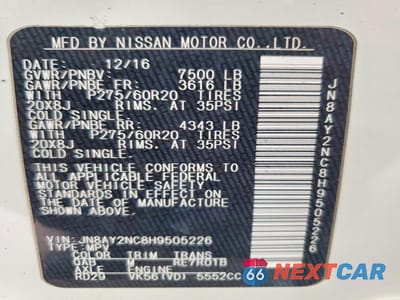 Zdjęcie 13 z 13 samochodu: 2017 NISSAN ARMADA SL VIN:JN8AY2NC8H9505226 - miniatura