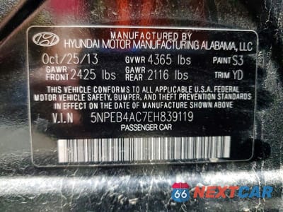 Zdjęcie 13 z 13 samochodu: 2014 HYUNDAI SONATA GLS VIN:5NPEB4AC7EH839119 - miniatura
