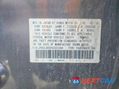 Zdjęcie 13 z 13 samochodu: 2005 ACURA TSX VIN:JH4CL96925C023394 - miniatura