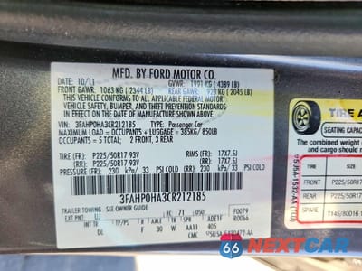 Zdjęcie 12 z 12 samochodu: 2012 FORD FUSION SE VIN:3FAHP0HA3CR212185 - miniatura