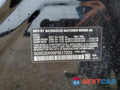 Zdjęcie 14 z 14 samochodu: 2023 BMW X3 XDRIVE30I VIN:5UX53DP09P9S17223 - miniatura