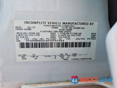 Zdjęcie 12 z 12 samochodu: 2019 FORD F650 SUPER DUTY VIN:1FDNW6DC4KDF07423 - miniatura