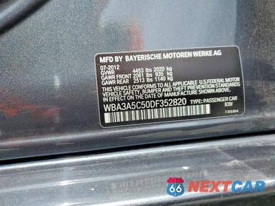 Zdjęcie 12 z 12 samochodu: 2013 BMW 3 SERIES VIN:WBA3A5C50DF352820 - miniatura