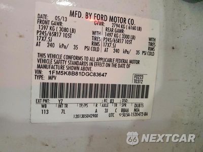 Zdjęcie 13 z 13 samochodu: 2013 FORD EXPLORER VIN:1FM5K8B81DGC83647 - miniatura