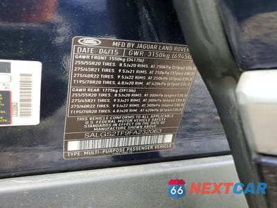 Zdjęcie 13 z 13 samochodu: 2015 LAND ROVER RANGE ROVER SUPERCHARGED VIN:SALGS2TF9FA232063 - miniatura
