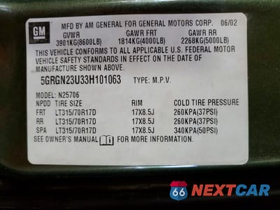 Zdjęcie 13 z 13 samochodu: 2003 HUMMER H2 VIN:5GRGN23U33H101063 - miniatura