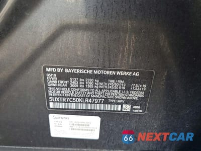 Zdjęcie 14 z 14 samochodu: 2019 BMW X3 SDRIVE30I VIN:5UXTR7C50KLR47977 - miniatura