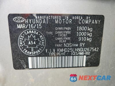 Zdjęcie 12 z 12 samochodu: 2016 HYUNDAI ELANTRA GT VIN:KMHD25LH8GU267542 - miniatura