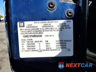 Zdjęcie 13 z 13 samochodu: 2002 CHEVROLET TAHOE LS 1500 VIN:1GNEC13T42R302342 - miniatura