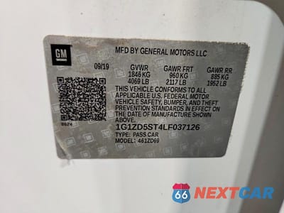 Zdjęcie 12 z 12 samochodu: 2020 CHEVROLET MALIBU LT VIN:1G1ZD5ST4LF037126 - miniatura