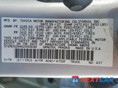 Zdjęcie 12 z 12 samochodu: 2008 TOYOTA TACOMA DOUBLE CAB LONG BED VIN:5TEMU52N48Z493690 - miniatura