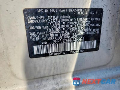 Zdjęcie 13 z 13 samochodu: 2017 SUBARU CROSSTREK PREMIUM VIN:JF2GPABC6HH246864 - miniatura