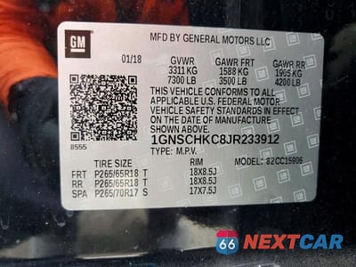 Zdjęcie 13 z 13 samochodu: 2018 CHEVROLET SUBURBAN C1500 LT VIN:1GNSCHKC8JR233912 - miniatura