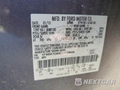 Zdjęcie 14 z 14 samochodu: 2013 FORD EXPLORER XLT VIN:1FM5K7D89DGC05608 - miniatura