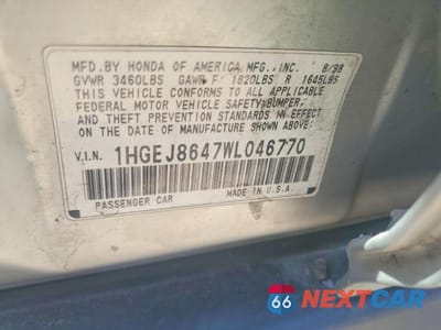Zdjęcie 12 z 12 samochodu: 1998 HONDA CIVIC EX VIN:1HGEJ8647WL046770 - miniatura