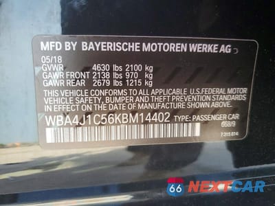 Zdjęcie 12 z 12 samochodu: 2019 BMW 430I GRAN COUPE VIN:WBA4J1C56KBM14402 - miniatura
