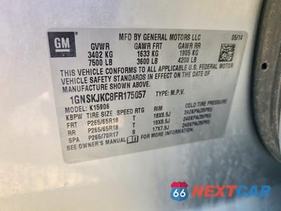 Zdjęcie 13 z 13 samochodu: 2015 CHEVROLET SUBURBAN K1500 LT VIN:1GNSKJKC8FR175057 - miniatura