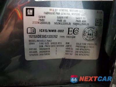 Zdjęcie 13 z 13 samochodu: 2016 GMC CANYON SLT VIN:1GTG6DE38G1335762 - miniatura