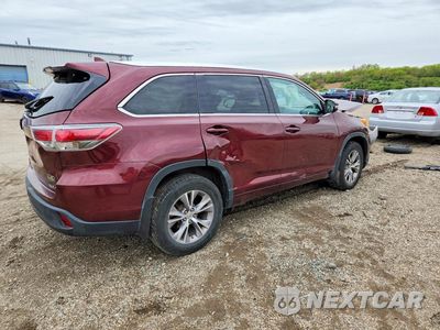 Trzecie zdjęcie samochodu z tyłu: 2015 TOYOTA HIGHLANDER XLE VIN:5TDJKRFH3FS165143 - miniatura
