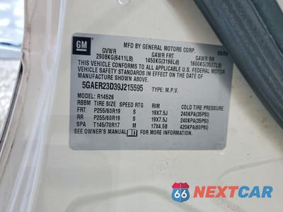 Zdjęcie 12 z 12 samochodu: 2009 BUICK ENCLAVE CXL VIN:5GAER23D39J215595 - miniatura