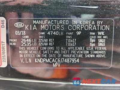 Zdjęcie 13 z 13 samochodu: 2018 KIA SPORTAGE LX VIN:KNDPMCAC6J7487954 - miniatura