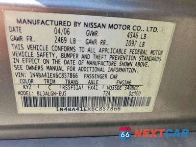 Zdjęcie 12 z 12 samochodu: 2006 NISSAN MAXIMA VIN:1N4BA41EX6C857866 - miniatura