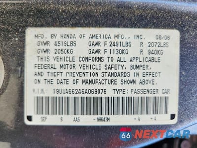 Zdjęcie 13 z 13 samochodu: 2006 ACURA 3.2TL VIN:19UUA66246A069076 - miniatura