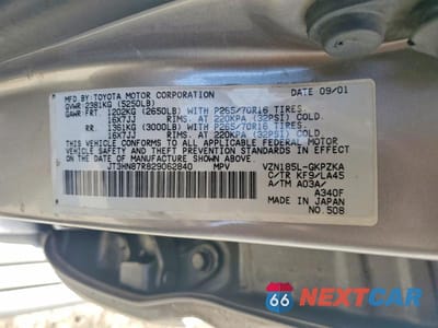 Zdjęcie 12 z 12 samochodu: 2002 TOYOTA 4RUNNER LIMITED VIN:JT3HN87R829062840 - miniatura