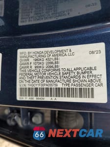 Zdjęcie 12 z 12 samochodu: 2023 HONDA ACCORD EX VIN:1HGCY1F30PA055759 - miniatura