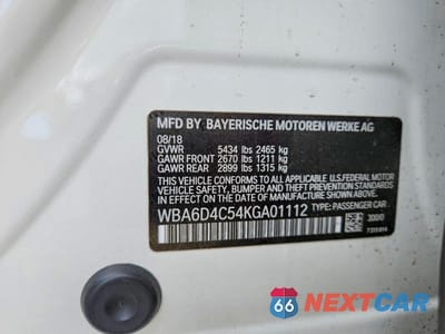 Zdjęcie 14 z 14 samochodu: 2019 BMW 650 I GRAN COUPE VIN:WBA6D4C54KGA01112 - miniatura