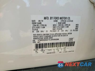 Zdjęcie 12 z 12 samochodu: 2020 FORD EXPLORER ST VIN:1FM5K8GC1LGA50296 - miniatura