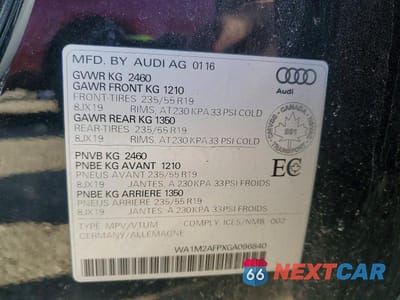 Zdjęcie 13 z 13 samochodu: 2016 AUDI Q5 PRESTIGE S-LINE VIN:WA1M2AFPXGA096840 - miniatura