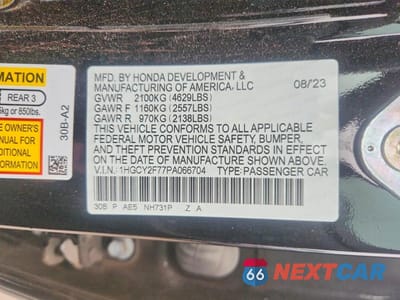 Zdjęcie 12 z 12 samochodu: 2023 HONDA ACCORD VIN:1HGCY2F77PA066704 - miniatura
