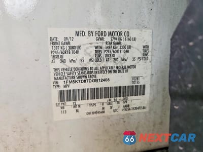Zdjęcie 13 z 13 samochodu: 2013 FORD EXPLORER XLT VIN:1FM5K7D87DGB12408 - miniatura