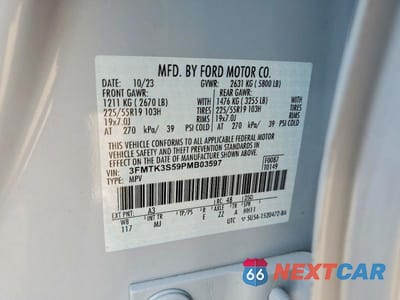 Zdjęcie 12 z 12 samochodu: 2023 FORD MUSTANG MACH-E PREMIUM VIN:3FMTK3S59PMB03597 - miniatura