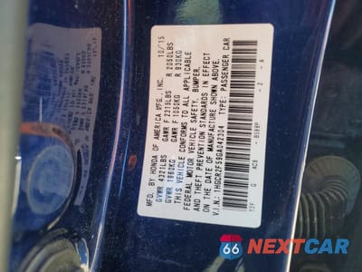 Zdjęcie 13 z 13 samochodu: 2016 HONDA ACCORD SPORT VIN:1HGCR2F59GA042304 - miniatura