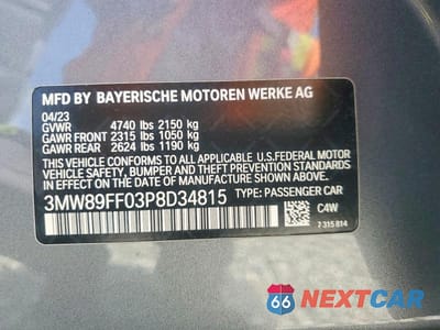Zdjęcie 12 z 12 samochodu: 2023 BMW 330XI VIN:3MW89FF03P8D34815 - miniatura