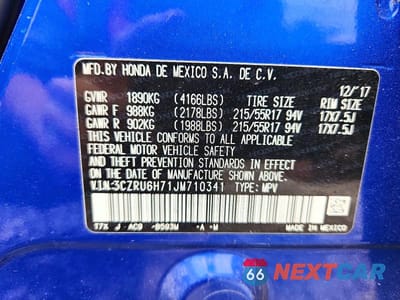 Zdjęcie 13 z 13 samochodu: 2018 HONDA HR-V EXL VIN:3CZRU6H71JM710341 - miniatura