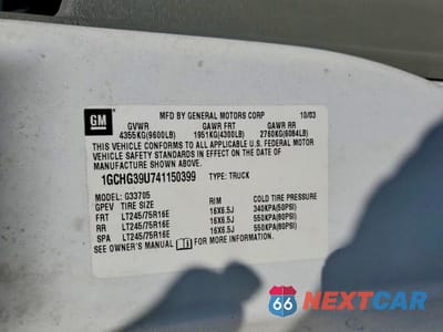 Zdjęcie 13 z 13 samochodu: 2004 CHEVROLET EXPRESS G3500 VIN:1GCHG39U741150399 - miniatura