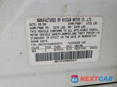 Zdjęcie 12 z 12 samochodu: 2009 INFINITI G37 SEDAN BASE VIN:JNKCV61E99M305979 - miniatura