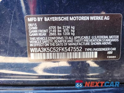 Zdjęcie 12 z 12 samochodu: 2015 BMW 328 D XDRIVE VIN:WBA3K5C52FK547552 - miniatura