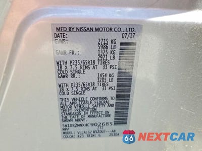 Zdjęcie 14 z 14 samochodu: 2017 NISSAN PATHFINDER SL VIN:5N1DR2MNXHC902685 - miniatura
