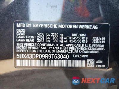 Zdjęcie 14 z 14 samochodu: 2024 BMW X3 SDRIVE30I VIN:5UX43DP09R9T63040 - miniatura