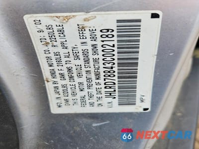 Zdjęcie 14 z 14 samochodu: 2003 HONDA CR-V EX VIN:JHLRD78843C002189 - miniatura