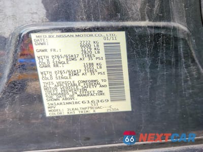 Zdjęcie 12 z 12 samochodu: 2011 NISSAN PATHFINDER S VIN:5N1AR1NN1BC616369 - miniatura