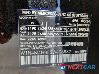 Zdjęcie 12 z 12 samochodu: 2025 MERCEDES-BENZ GLB 250 4MATIC VIN:W1N4M4HB8SW403882 - miniatura
