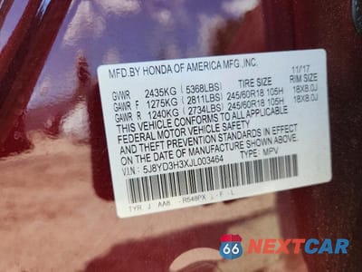 Zdjęcie 13 z 13 samochodu: 2018 ACURA MDX VIN:5J8YD3H3XJL003464 - miniatura