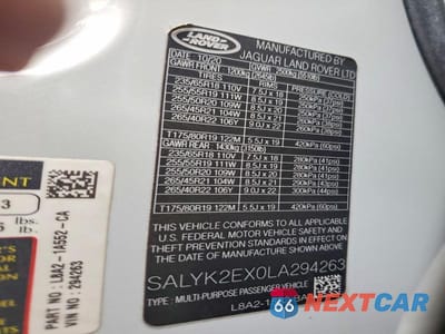 Zdjęcie 13 z 13 samochodu: 2020 LAND ROVER RANGE ROVER VELAR R-DYNAMIC S VIN:SALYK2EX0LA294263 - miniatura